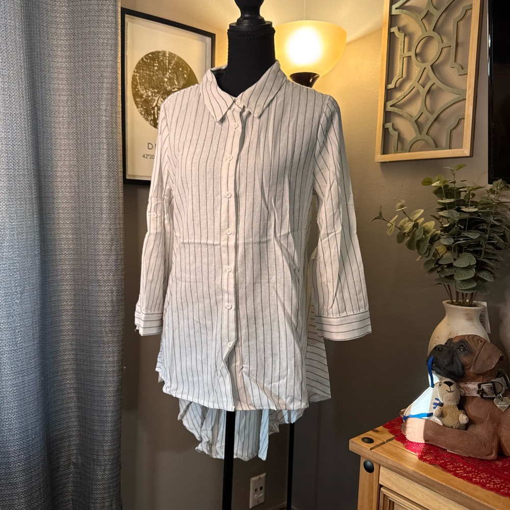 Chic Striped Button-Up Blouse